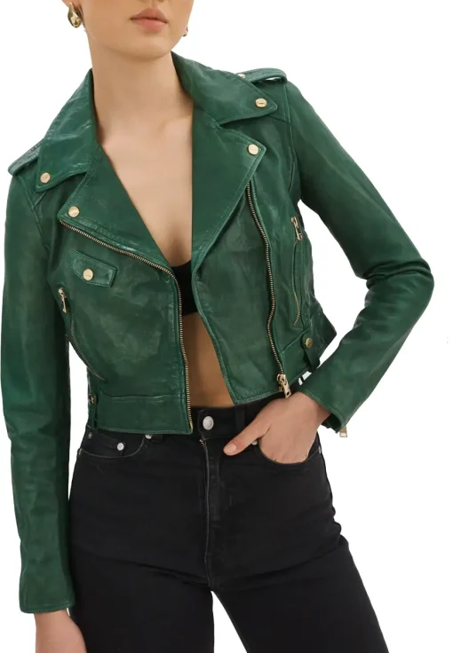 womens-green-faux-leather-crop-biker-jacket