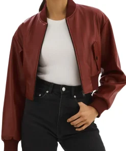 womens-maroon-faux-leather-crop-bomber-jacket