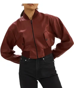 womens-maroon-faux-leather-crop-bomber-jacket