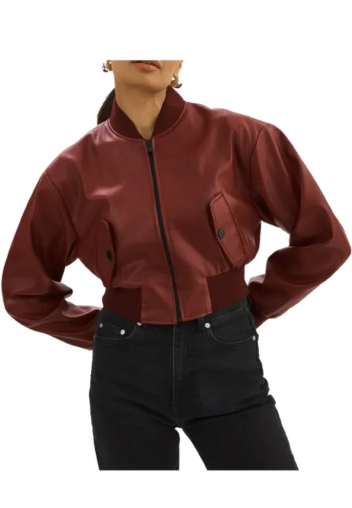 womens-maroon-faux-leather-crop-bomber-jacket