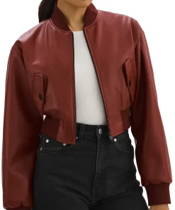 womens-maroon-faux-leather-crop-bomber-jacket