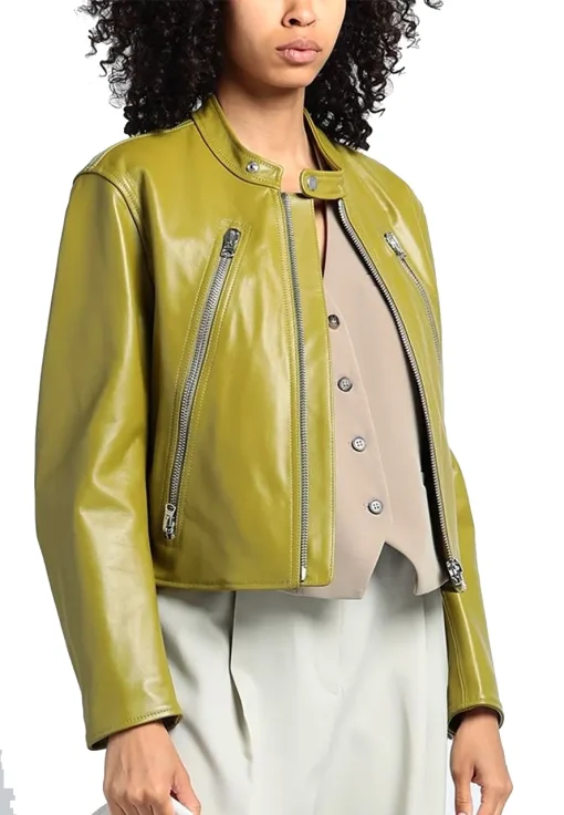 womens-olive-green-faux-leather-biker-jacket