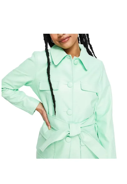 womens-petite-tie-waist-mint-green-faux-leather-jacket