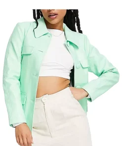 womens-petite-tie-waist-mint-green-faux-leather-jacket