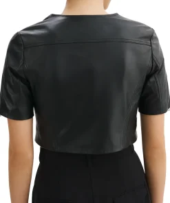 womens-short-sleeve-black-faux-leather-biker-jacket