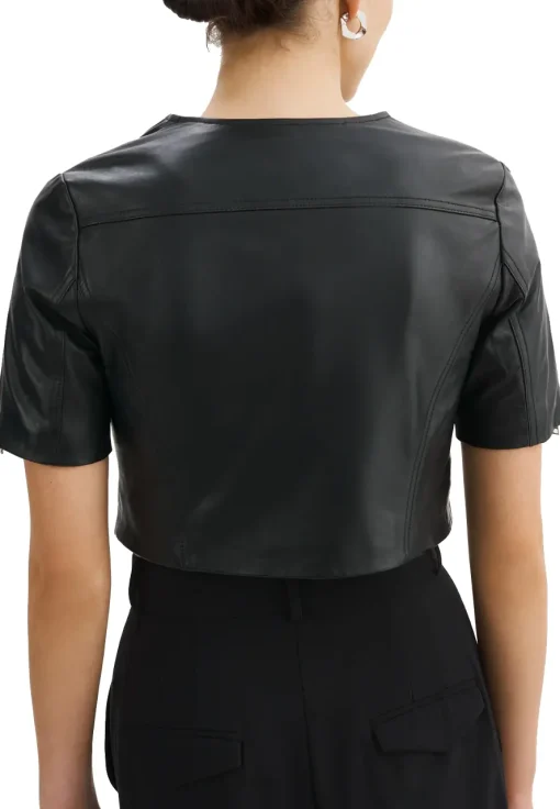 womens-short-sleeve-black-faux-leather-biker-jacket