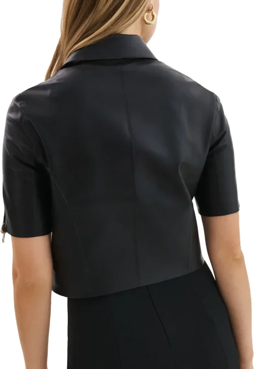 womens-short-sleeve-black-faux-leather-jacket