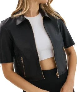 womens-short-sleeve-black-faux-leather-jacket