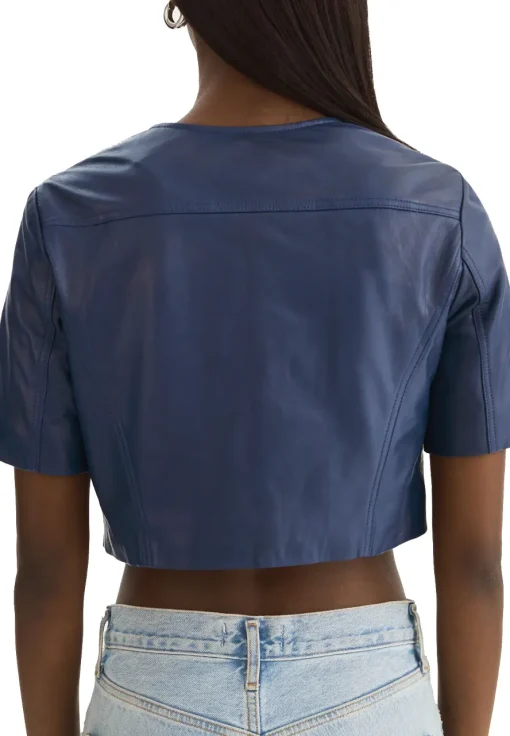 womens-short-sleeve-blue-faux-leather-biker-jacket