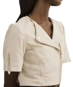 Women’s Short Sleeve Bone Faux Leather Biker Jacket 9 womens-short-sleeve-bone-faux-leather-biker-jacket
