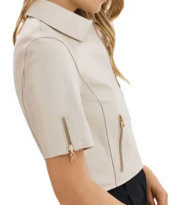 womens-short-sleeve-bone-faux-leather-jacket
