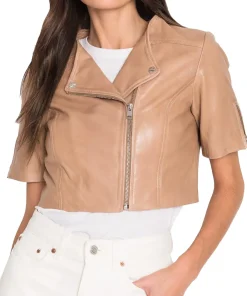 womens-short-sleeve-camel-faux-leather-biker-jacket