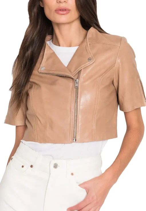womens-short-sleeve-camel-faux-leather-biker-jacket