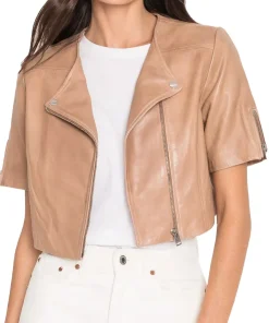 womens-short-sleeve-camel-faux-leather-biker-jacket