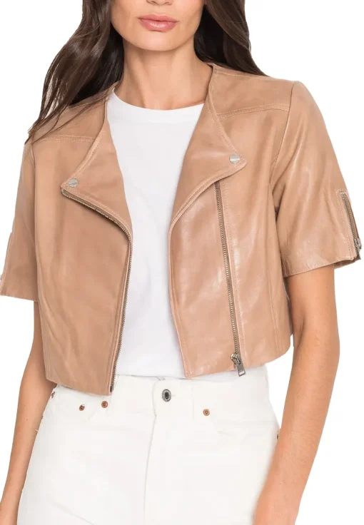 womens-short-sleeve-camel-faux-leather-biker-jacket