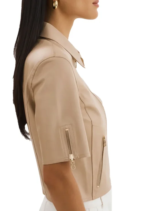 womens-short-sleeve-camel-faux-leather-jacket