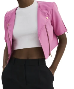 womens-short-sleeve-pink-faux-leather-biker-jacket