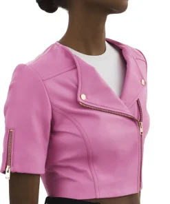 womens-short-sleeve-pink-faux-leather-biker-jacket