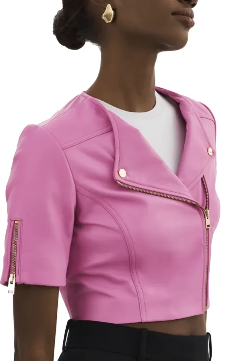 womens-short-sleeve-pink-faux-leather-biker-jacket