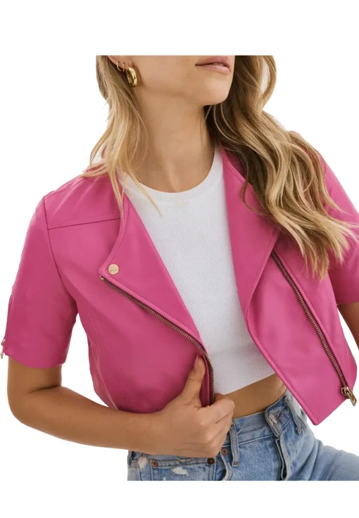 womens-short-sleeve-super-pink-faux-leather-biker-jacket