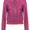 womens-snap-collar-fuchsia-faux-leather-bomber-jacket