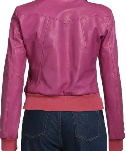 womens-snap-collar-fuchsia-faux-leather-bomber-jacket