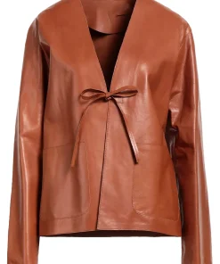 womens-tan-faux-leather-blazer
