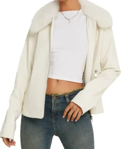womens-white-faux-leather-fur-collar-jacket