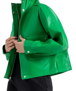womens-green-faux-leather-fit-biker-jacket