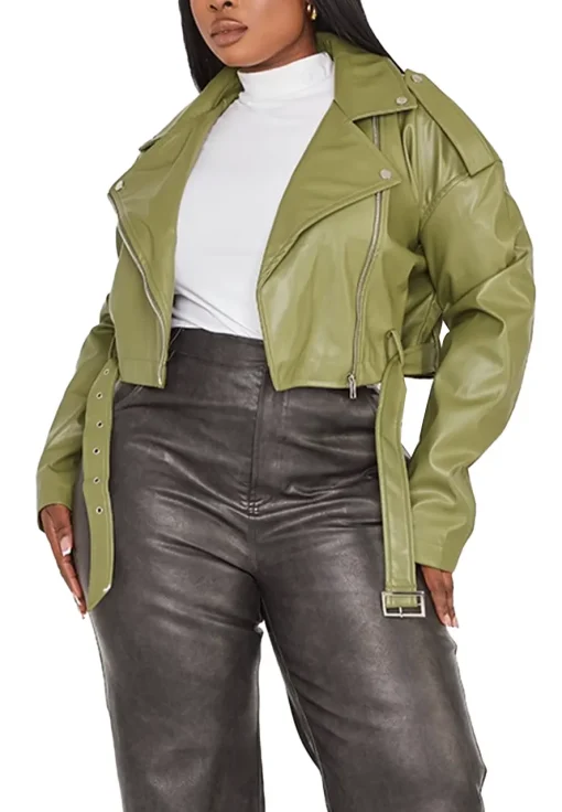 womens-biker-khaki-faux-leather-jacket