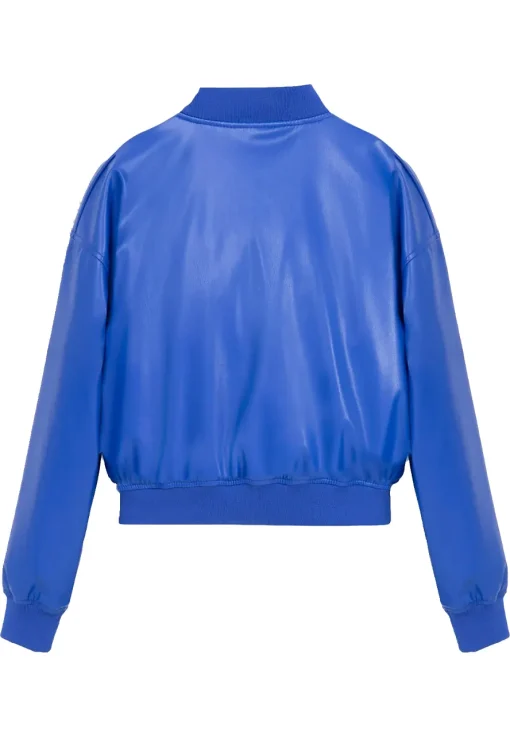 womens-blue-faux-leather-zipper-bomber-jacket