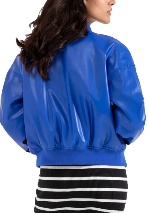 womens-blue-faux-leather-zipper-bomber-jacket