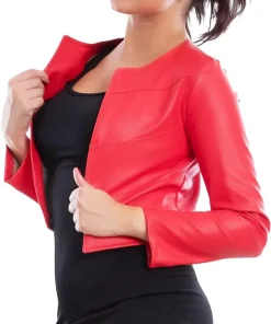 womens-bolero-red-faux-leather-short-jacket
