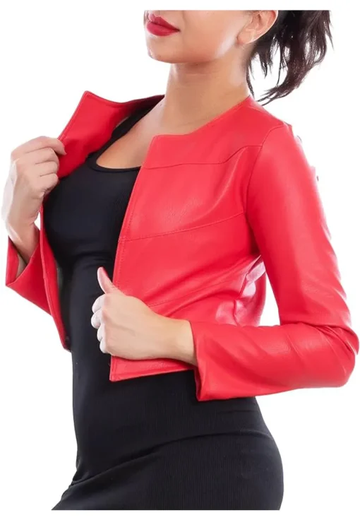 womens-bolero-red-faux-leather-short-jacket
