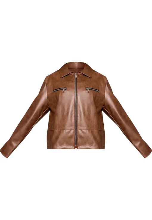 womens-brown-faux-leather-zip-detail-jacket
