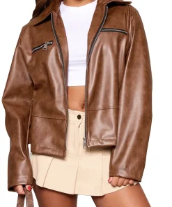 womens-brown-faux-leather-zip-detail-jacket