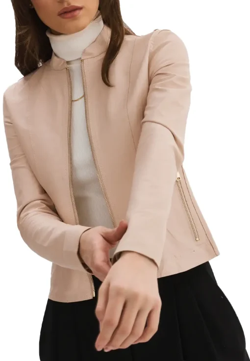 womens-elixir-ballet-pink-faux-leather-bomber-jacket