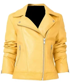 womens-faux-leather-yellow-jacket