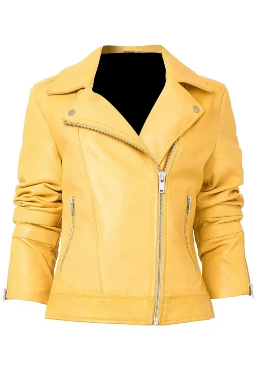 womens-faux-leather-yellow-jacket