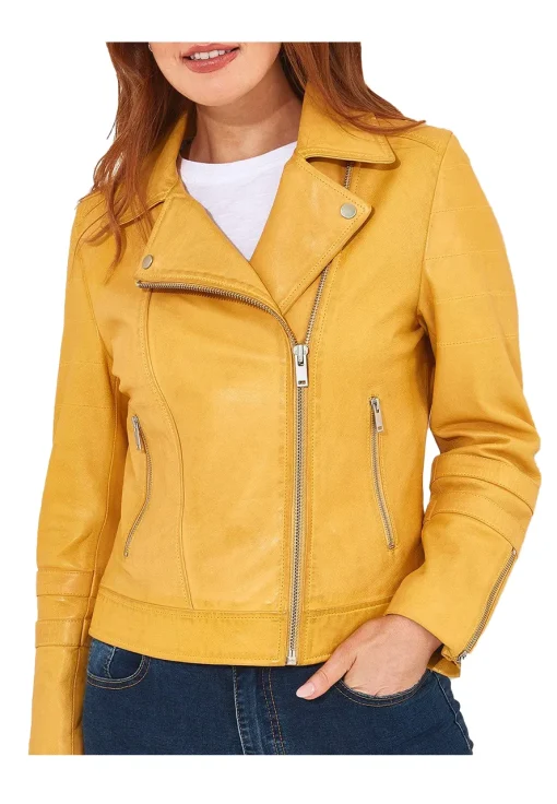 womens-faux-leather-yellow-jacket