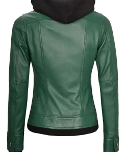 womens-green-faux-leather-bomber-jacket-with-removable-hood
