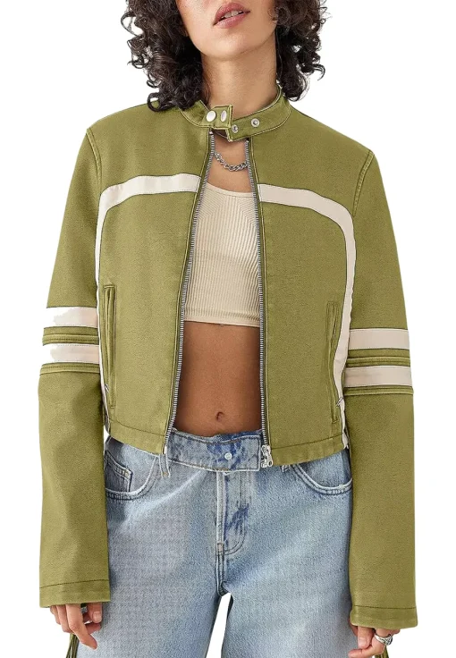womens-green-faux-leather-motocross-jacket-with-white-stripes