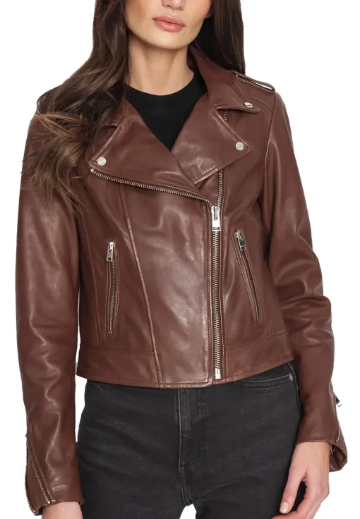 womens-iconic-chocolate-faux-leather-biker-jacket