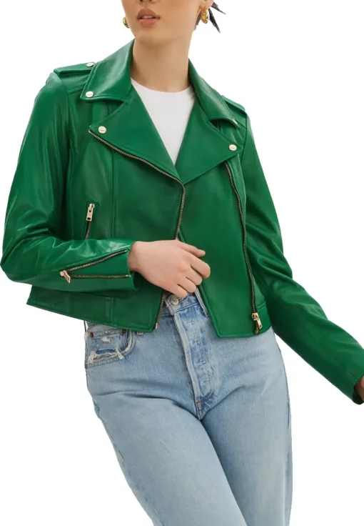 womens-iconic-green-faux-leather-biker-jacket