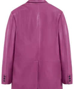 womens-magenta-faux-leather-blazer