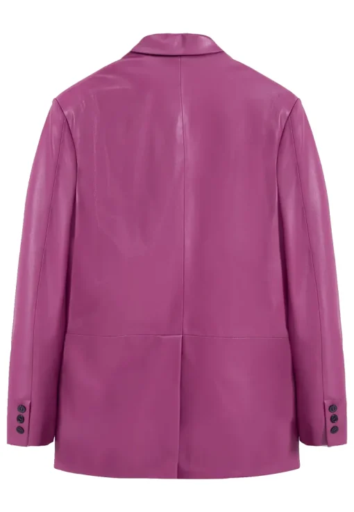 womens-magenta-faux-leather-blazer