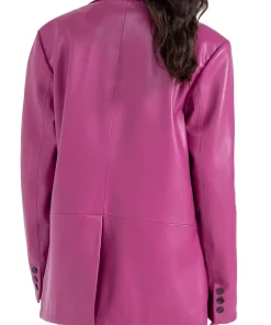 womens-magenta-faux-leather-blazer