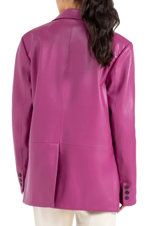 womens-magenta-faux-leather-blazer