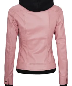 womens-pink-faux-leather-bomber-jacket-with-removable-hood