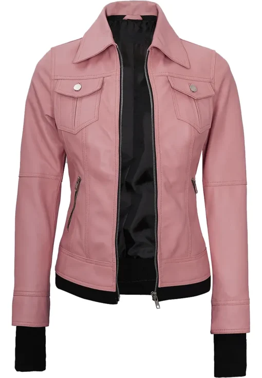 womens-pink-faux-leather-bomber-jacket-with-removable-hood